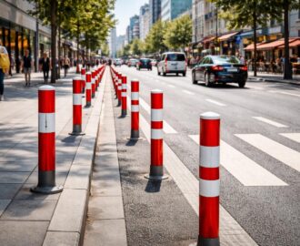 découvrez l'importance des poteaux de signalisation rouge et blanc dans la sécurité et l'orientation en milieu urbain, facilitant la navigation et protégeant les usagers.