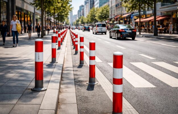 découvrez l'importance des poteaux de signalisation rouge et blanc dans la sécurité et l'orientation en milieu urbain, facilitant la navigation et protégeant les usagers.
